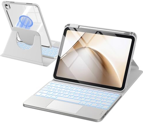 drivego 360° Rotation Case with Keyboard for iPad A16 11th/10th, LightGrey