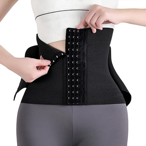 Xynovate Fascia Addominale Dimagrante Pancia Regolabile Donna, Pancera Dimagrante e Snellente Cintura Pancia, Corsetto Modellante Post Operatorio e Post Parto con 13 File di Ganci, Nero,XXXL
