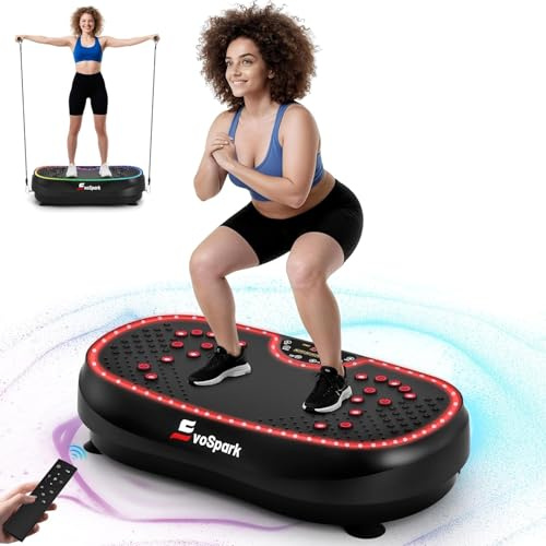 Placa vibratoria PowerLlate, ganadora de la Prueba 2026, con 6 + 1 Modos de Entrenamiento, 9 LED geniales, Placa vibratoria para el hogar, PowerLlate con Motores sin