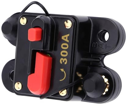 Wakects Disjoncteur à Fusible 80A 100A 150A 200A 300A, Protecteur de Commutateur en Alliage Conducteur avec Bouton de Réinitialisation Manuelle pour Systèmes Solaires Audio de Voiture (300A)