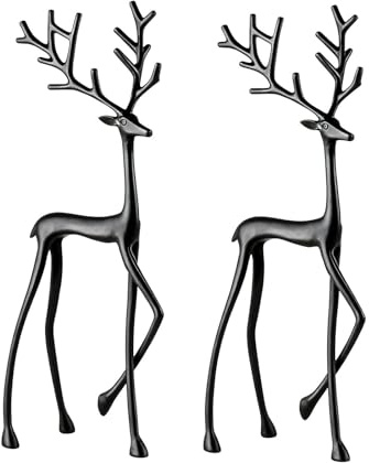 Generisch Decoración navideña de reno negro, figuras modernas de alce y ciervo, decoración elegante para interior de Navidad, alféizar de ventana, salón, dormitorio y oficina, construcción resistente