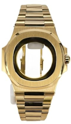 1 st 40 mm fyrkantigt klockfodral Stålarmband Guld/Silver/Roséguld for NH35 NH36 NH38 NH34 NH72 Urverk Safirglas(Gold)