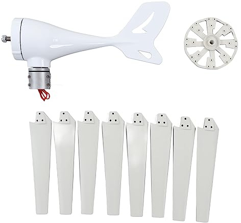 MasYosh Generatore Eolico da 500 W, 8 Pale a Basso Rumore con Controller MPPT, per Cabina, Patio, Casa Mobile (24 V)