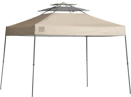 Quik Shade 10' x 10' Summit X 100 Square Feet of Shade Straight Leg Base with Adjustable Dual Half Awnings Instant Outdoor Pop-Up Canopy, Taupe