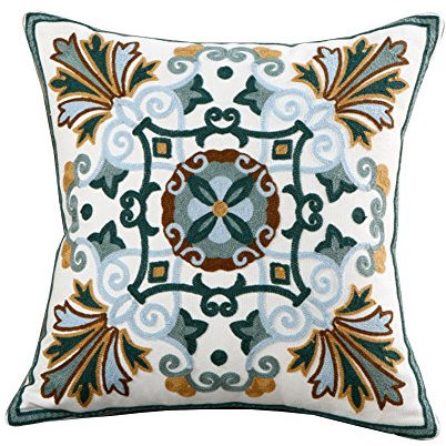 ZUODU Funda de cojín jacquard de 45 cm x 45 cm bordada de algodón, funda de cojín decorativa, funda de cojín, sofá, silla, uso en coche (patrón -5)