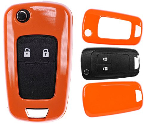 Klapp Schlüssel Cover Harthülle Orange kompatibel mit Opel Astra J Corsa D Meriva Insignia Zafira Adam