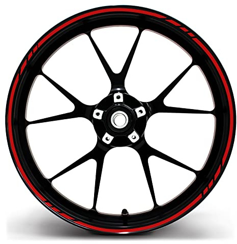 Finest Folia Felgenrandaufkleber GP-Design 16 Teilig Komplett-Set -Finest Folia passend für 17 Zoll & 161819 Felgen Motorrad Auto Fahrrad MR001 (Rot)