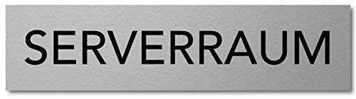 Interluxe Türschild Serverraum Schild aus Alu, 200x50x3mm, selbstklebend und wiederablösbar, für den EDV-Raum im Büro, Verwaltung, Betrieb