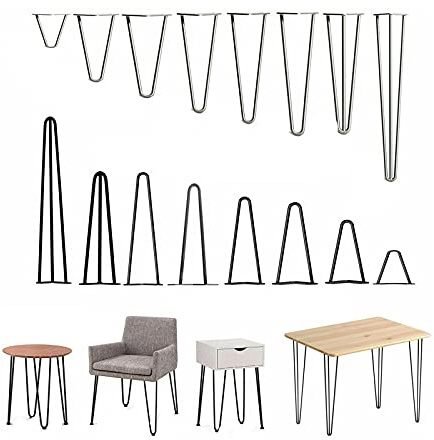 4x Haarnadel Tischbeine DIY Möbel Metall Tisch Beine perfekt für Schrank, Kleiderschrank, TV-Schränke, Schubladen, Nachttisch Komme Mit Boden Schutz Und Schrauben (12 Zoll/30cm, 2 Streben, Schwarz)