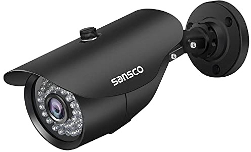 SANSCO 2MP CCTV Security Camera, All Metal Casing, Wired Analog CCTV AHD Add-on Camera for DVR Security Camera System with Outdoor IP66 Waterproof 100 ft Night Vision, Bullet, Non-WiFi, Vandal Proof