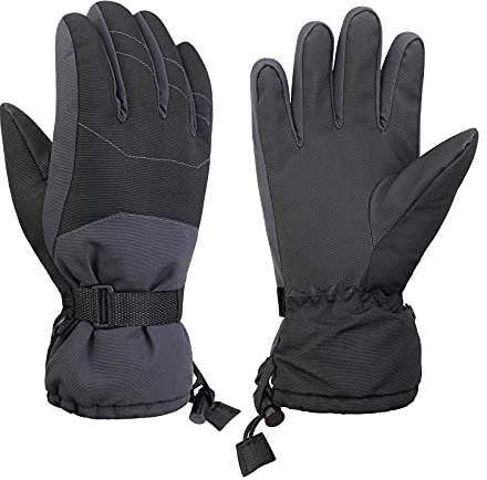 QKURT Manoplas de esquí, Manoplas de Snowboard de Invierno Guantes Guantes de Nieve Impermeables Manoplas de Cuero para Actividades al Aire Libre niños de 6 a 13 años