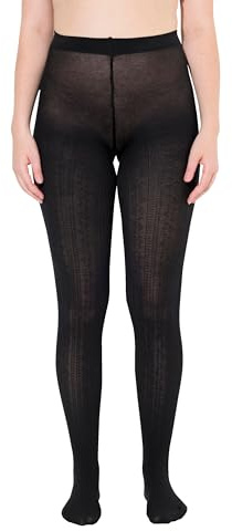 Ulla Popken Damen große Größen Übergrößen Plus Size Strickstrumpfhose, modisches Zopfmuster, warm