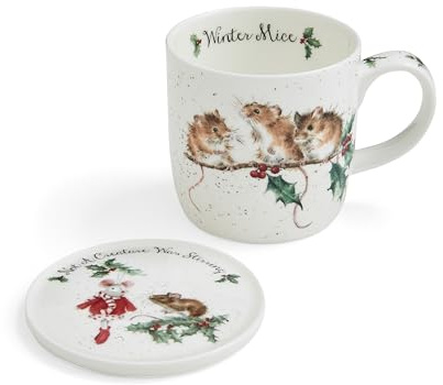 Wrendale Designs - 'Winter Mice' Mug and Coaster Set