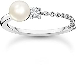 Thomas Sabo Anillo Perla con Piedra Plata de Ley 925 TR2369-167-14-52