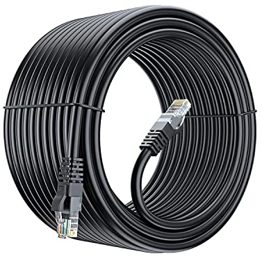 Vsnetwork Cable de red de uso externo 100 MT UTP CAT6 CCA RJ45 Patch Cord Ethernet Gigabit 1000 Mbps 550 MHz Negro (100)