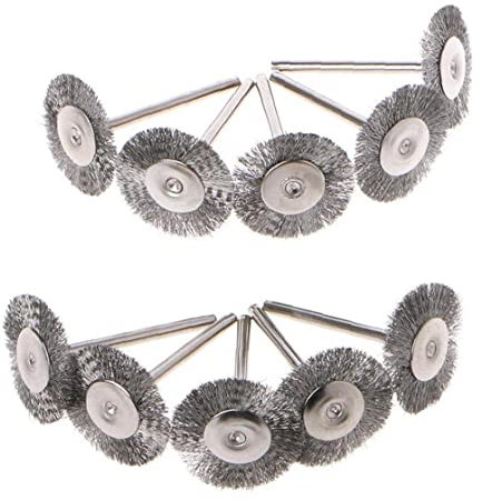 10pcs 25mm Platinum Blade Stainless Steel Wire Wheel Brush Rotary Tool for Mini Drill