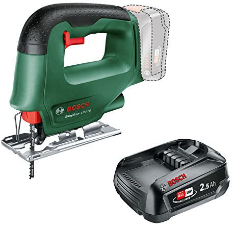 Bosch Akku Stichsäge EasySaw 18V-70 (ohne Akku, 18 Volt System, 1x Stichsägeblatt, im Karton) + Bosch Akku PBA 18V 2.5Ah (18 Volt System, 2.5Ah Akku, im Karton)