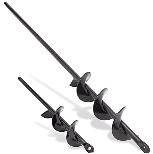 Auger Drill Bit for Planting – 1.6 x 9 Inch & 1.6 x 16 Inch Garden Spiral Hole Drill Planter for Planting Bulbs Flowers Planting Auger for Drill Post Hole Digger for 3/8” Hex Drill