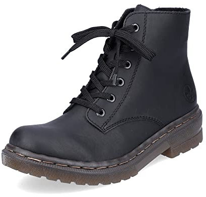 Rieker Damen Schnürstiefel 78240, Frauen Stiefel,uebergangsstiefel,uebergangsschuhe,schnürboots,halbstiefel,schnürung,schwarz (00),40 EU / 6.5 UK