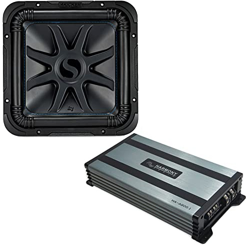 KICKER 44L7S124 Car Audio Solo-Baric 12 Square L7 Subwoofer Dual 4 Ohm 1500 Watts Peak Sub Includes HA-A800.1 Mono Amplifier