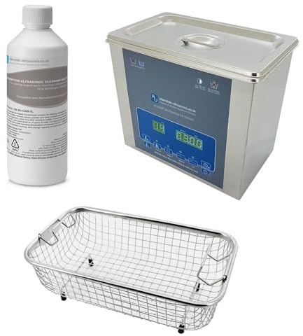 Allendale Ultrasonic Cleaner Compact Benchtop 3 Litre Bundle Includes Ultrasonic Cleaner Bath, Basket, 1 Litre Carburettor Engine Parts Ultrasonic Fluid, Mechanics Ultrasonic Bundle