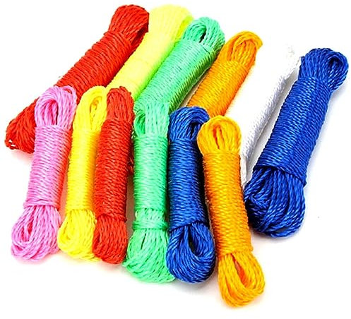 Cabilock 8piezas Tendedero Cuerda De Nailon Trenzada Unidades Colores Brillantes Gruesa para Acampar Interiores y Exteriores Cuerda para Tender La Ropa Resistente Intemperie para Tender Rop