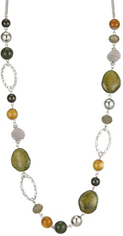 Bulinlin Silber Perplen Lang Kette für Damen Boho Statement Chain Halskette Modeschmuck Geburtstagsgeschenke für Frauen