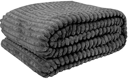 Bestlivings Kuscheldecke XXL (130x170 cm) - Anthrazit - Flauschdecke Microfaser-Decke - Jacquard, große weiche Wohn-Decke zum kuscheln