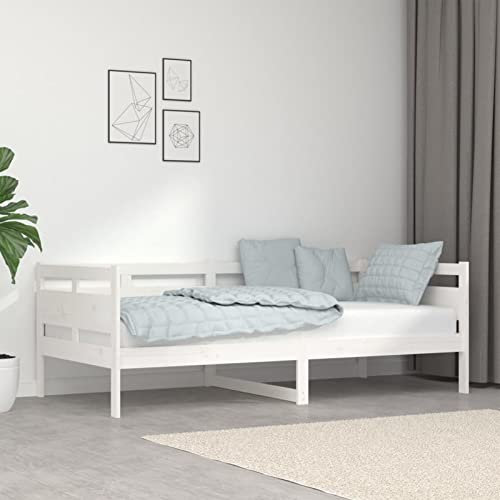 LAPOOH Tagesbett Weiß Massivholz Kiefer 90x190 cm, Schlafsofa, Daybed, Bettsofa, Sofa Bed, Sofabett, Schlafcouch, Jugendbett, Bettgestell, Bettcouch - 820308