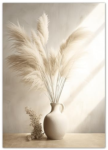 Wandbild Wohnzimmer Boho Style 50x70 cm Pampasgras Modern Beige - Poster Schlafzimmer natur groß Boho23