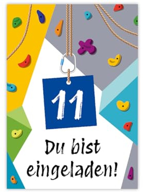 Minkocards 6 Einladungskarten zum 11. Kindergeburtstag Klettern Bouldern Mädchen Jungen Einladungen elfte Geburtstag