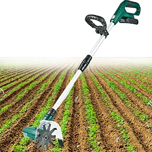 Garden Tiller,Cordless Rotavator, Electric Garden Tiller Rotavators 97-127cm Adjustable Handle Tiller Hoe Soil Miller Tools Portable Cultivator For The Garden Vegetable Plots