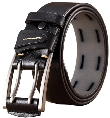 VONCYKI 4CM Echtledergürtel for Männer Markengurt Männlich Doppeldornschließe Ausgefallener Vintage Cowboy Jeansgürtel Ledergürtel