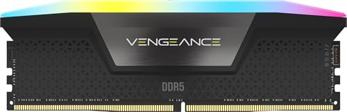 Corsair Vengeance RGB DDR5 RAM 16GB (1x16GB) 5200MHz CL40 Intel XMP 3.0 Desktop-Arbeitsspeicher – Schwarz (CMH16GX5M1B5200C40)