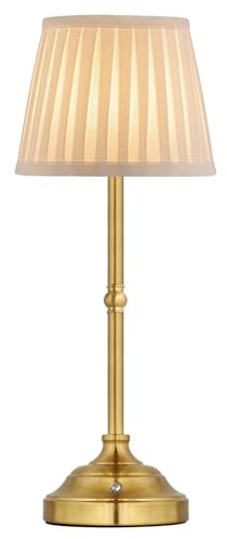 Mr. White Cordless LED Table Lamp with Dimmer, Built-in Rechargeable Battery, 3-Level Brightness, Patio Table Lamp with Fabric Shade, Bedside Night Lamp, Ambient Light for Restaurant (Bronze)