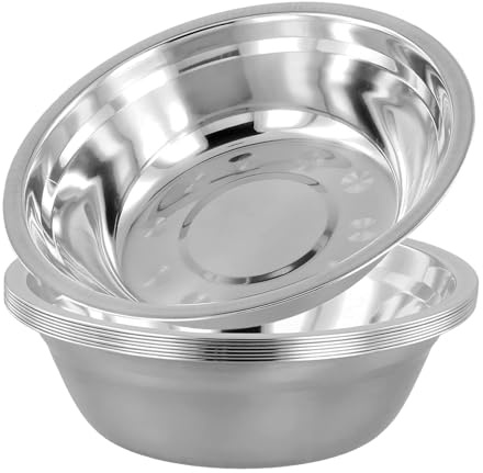 TAICHEUT 8 cuencos de acero inoxidable, 20 cuencos de metal de 5,9 cm, cuencos de metal plateado para sopa, comidas, frutas