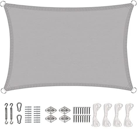 Tenda parasole per esterni, 4 x 6 m, resistente, impermeabile, con hardware in acciaio inox, vela ombreggiante per giardino e cortile