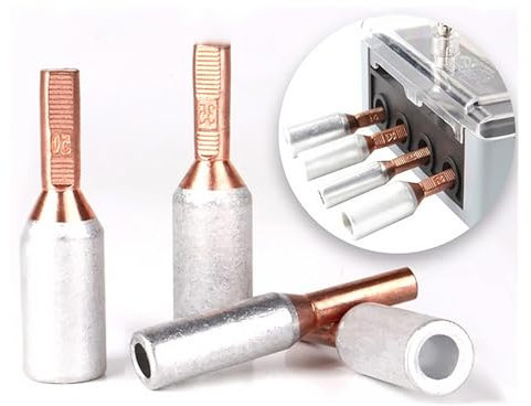 VWWJCCRO Copper-Aluminum Meter Box Pin Terminal Wire Cable Lugs Connector GTLA-10/16/25/35/50mm2 with Insulation Sheath(GTLA-25mm2,30Pcs)