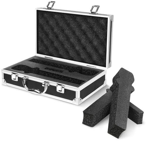 CIIICPSSL Funda de micrófono profesional, funda rígida de transporte para 2 micrófonos inalámbricos, marco de aluminio con interior de espuma, color negro