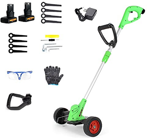 WQZzjm Tosaerba Elettrico, tagliaerba da Giardino Ricaricabile da 4000 mA, tagliaerba Multifunzionale, Batteria Rimovibile, orientabile a 180°, Lunghezza Regolabile, Manuale