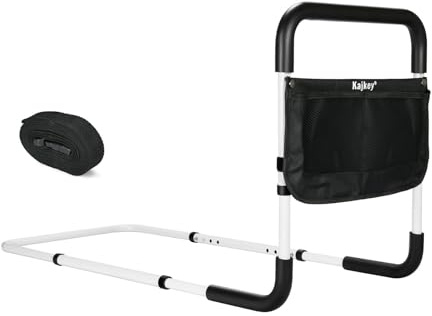 Barre de Redressement de Lit – longueur réglable 78–95 cm & hauteur 43–53 cm | Barre d’appui de lit en acier carbone, 150 kg, poignées antidérapantes & pochette double|Sécurité pour adultes et seniors