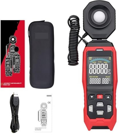 DMBBSAPBSH Luxmetro Digitale, Misuratore di Luce Digitale, Misuratore di Luce Digitale, sonda Staccabile, illuminometro, fotometro, Tester Ambientale, misurazione della luminosità(632b)