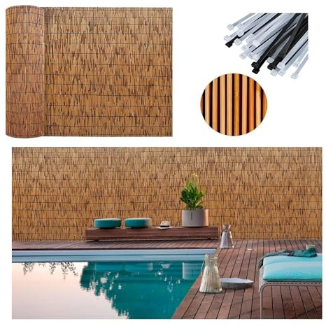 Clôture de jardin en bambou opaque pour balcon, brise-vent pour terrasse, abri d'auto et pergola, barrière extérieure, 1,6 x 5 m, idéale pour terrasse et jardin