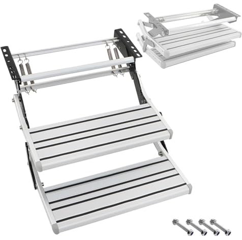 KLYDBMYT Marchepied Pliable 2 marches pour Camping-Car, Accessoires pour Camping-Car, Alliage d'aluminium, pour Camping-Car, Caravane, remorque de Voyage, Charge jusqu'à 200 kg, Surface antidérapante