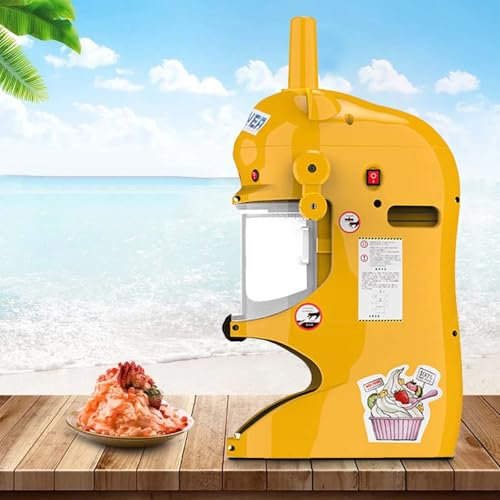 Afeitadora De Hielo Profesional - Afeitadora De Hielo EléCtrica De 250 W Con Cuchilla De Acero Inoxidable 1420Rmp - 198 Lbs/Hr MáQuina De Conos De Nieve - Para Fiestas, Eventos, Snack Bar,Yellow