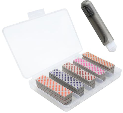 Aoyswuz 25 Piezas/5 Tamaños Esponja de Lijado Granularidad 320# - 1000# Húmedo y Seco para Pulido Manual del Modelo (con Caja y Cepillo Pequeño)