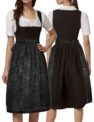 Bastwahl Dirndl schürze Spitze einzeln, Schürze Dirndl Trachtenschürze Damen - Dirndlschürze Traditionelles Mittelalterliche Muster Bequem & Pflegeleicht für Trachten & Festlichkeiten Schwarz M