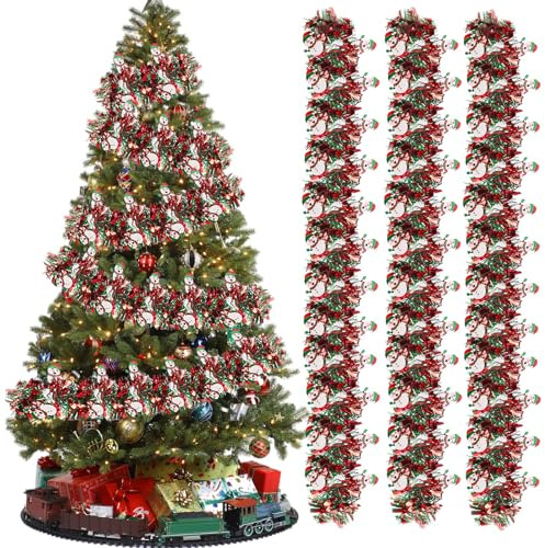 5PCS Weihnachtsgirlande,10M Girlanden Deko Weihnachten, Künstliche Tannengirlande,Weihnachtsdeko Girlande,Lametta Girlande Weihnachten Deko, für Treppe, Kamin und Party (B)
