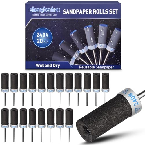 20 Stück 240 Körnung Schleifhülsen Satz für Dremel Rotationswerkzeuge, Schleifspitzen Zubehör Set mit 3mm Schaft für Metall Stein und Holz Schleifen