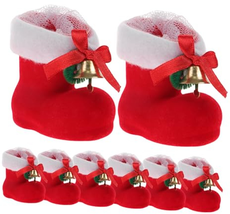 DEARMAMY 24 Piezas Botas de Navidad Colgantes para Dulces Infantil Práctico y Seguro Decoraciones Adorables para Mesa Festiva